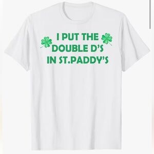 White St. Paddy's Graphic Tee with Green Shamrocks
